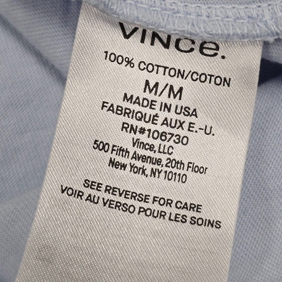 Vince Shirt Mens Medium Blue V-Neck Garment Dye Pullover Short‎ Sleeve Minimal - Picture 6 of 11